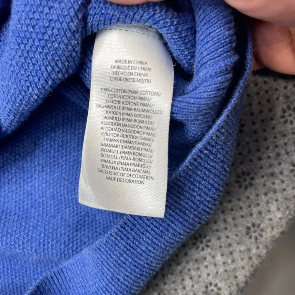 Polo Ralph Lauren Blue Pima Cotton Quarter Zip Sweater Mens XL Pony‎ Logo